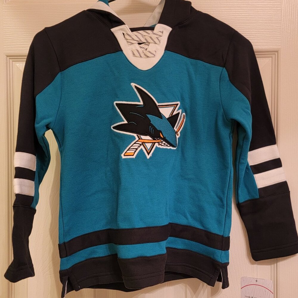 Youth San Jose Sharks Teal Ageless Revisited Lace-Up V-Neck Pullover Hoodie